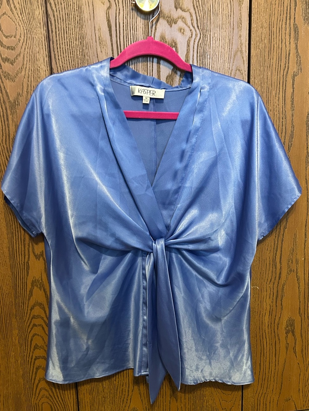 Kasper Front-Tie Short Sleeve Blouse
